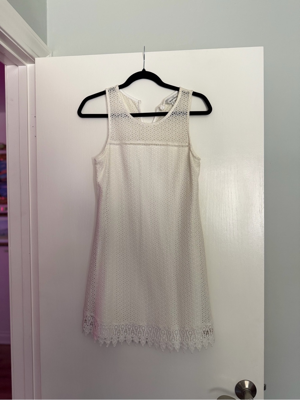 White Lace Trim Sleeveless Dress
